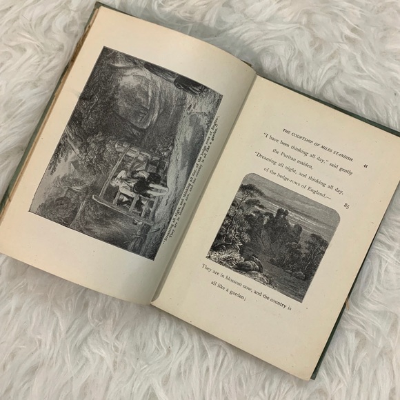 c.1800s Vintage Blue Green Floral Tabletop Book - Picture 7 of 13